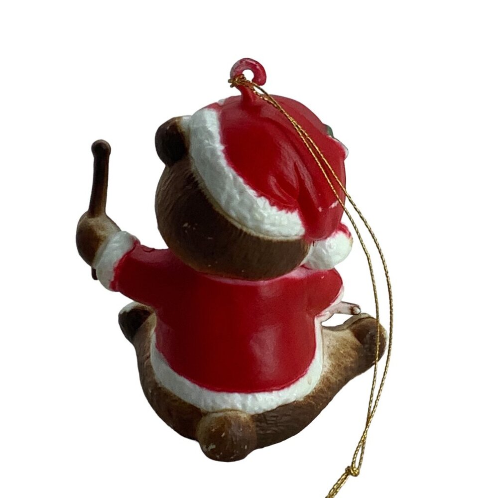 Vtg Russ Berrie Teddy Bear Drummer‎ Santa Claus Costume Hat Christmas Ornament - Picture 3 of 6